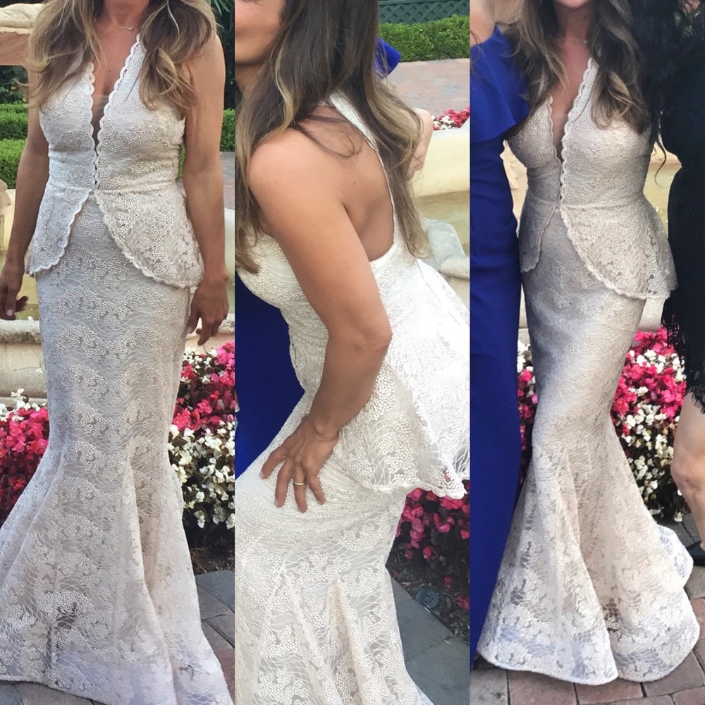 Nicole Bakti Detailed Sequined Gown BLUSH color